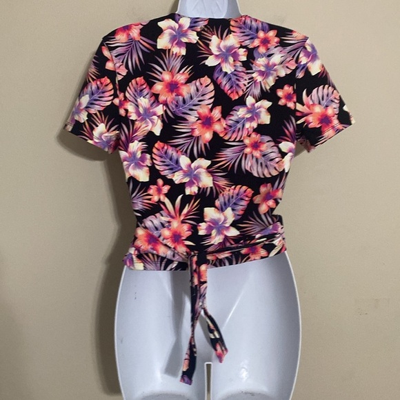 Victoria’s Secret Pink wrap top Blouse Black women M Hawaiian beach vacation - Picture 6 of 8